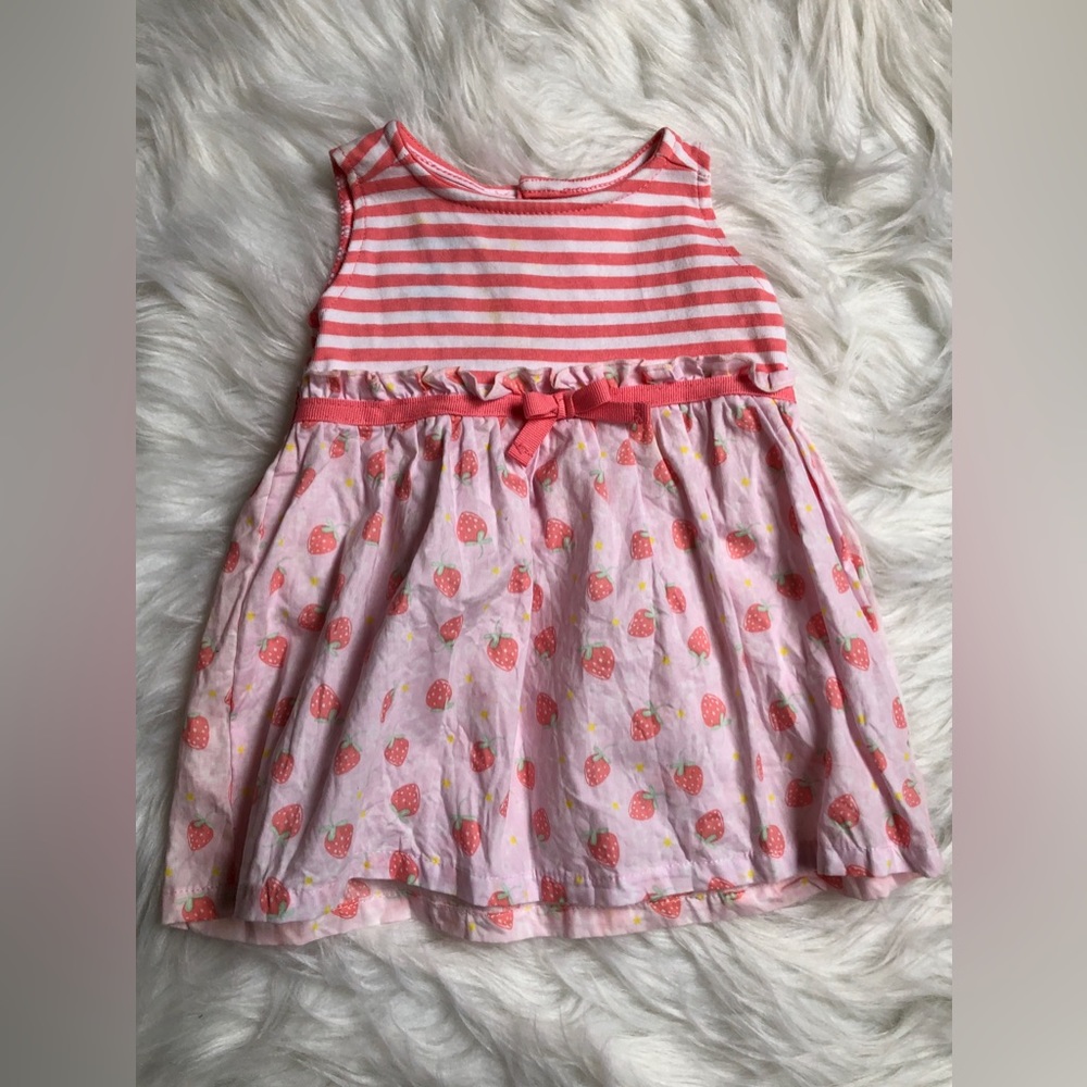 Kidgets 3/6M toddler girl pink and white dress